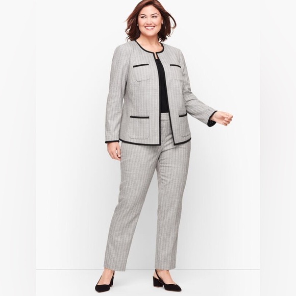 TALBOTS White & Black Westport Tweed Open Front Blazer Jacket - Women’s Size 18 - Picture 13 of 13